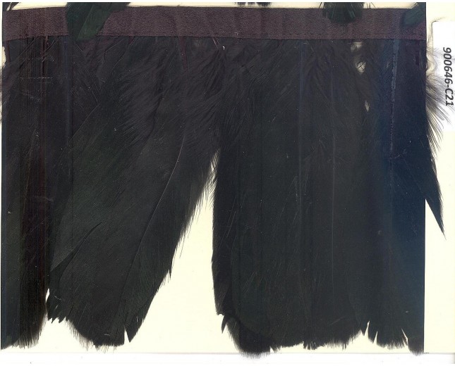 Fringe feather 5 1/4 on black tape Muti Green