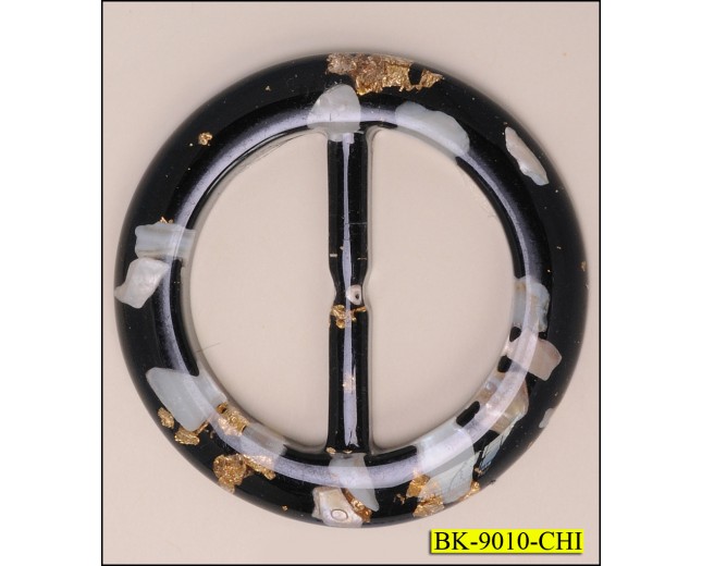 Buckle Round Plastic 2 Tone 1 1/2" Black and Gold