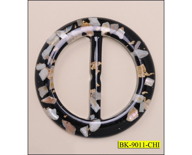 Buckle Round Plastic 2 Tone 1 7/8" Black and Gold