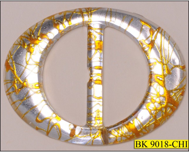 Buckle Plastic Oval 2 Tone 1 1/4" Clear and Gold
