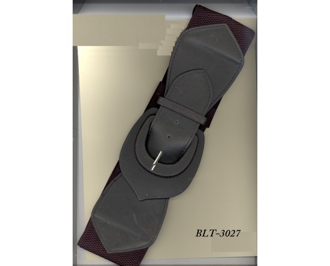 Belt Elastic+Leatherette Strap&D-Buckle 34"Blk