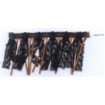 3" Black Lace and Brown Suede Cord Fringe
