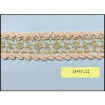 Metallic Gold Embroidered Mesh with Crochet Scallop Edges 1 1/5"