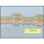 Metallic Gold Embroidered Scallop Mesh with Crochet Edges 1 5/8"