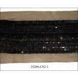 Sequins Mesh 5mm, 13 Rows Band and 1/2 Mesh Black