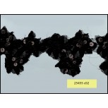 Floral Scalloped lace with Sequin 2 1/8" Black