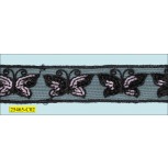 Sequins and embroidered Butterfly Mesh  1 1/2" Black