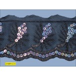 Sequin and Lurex embroidered Scallopped Mesh Lace 4" 