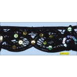 Sequin with Daisy and Round Beaded Cotton Floral Lace 3 1/8" 