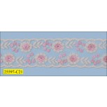 Sequins 4mm Matte Sewn Floral Embroidered Mesh 1 7/8" Natural