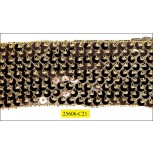 9 rows Black sequins on mesh with gold lurex 7cm
