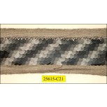 7 rows sequins with top beaded trim on Black mesh 2 3/4" Grey