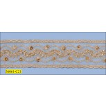Sequins and Beaded Organza Tape 1 3/4" Gold