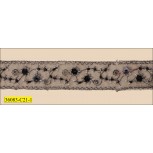 Sequins and Beaded Organza Tape 1 1/8" Black and Silver