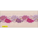 Beaded Leaf Pattern Center Organza Tape with Gold Lurex 1" Multicolor