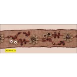 Beaded and Sequins Embroidered Ogranza Tape 1 1/2 Brown, Willow and Rust