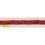 Beaded Embroidered Organza Tape 5/8" Burgundy