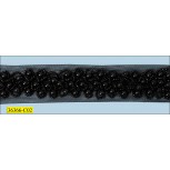 Round Small and Big Beads on 2 Mesh 1 1/2" Black