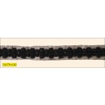 Tube and Round Beads on Organza Ribbon 3/4" Hot Fix Black