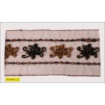 Floral Beads on Center of Organza 3 1/8" Black and Coffee