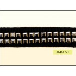 Square Stud 2 Rows on Cotton Tape 1 1/4" Black and Gunmetal