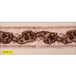 Beads and Sequins on Organza 1 7/8" Brown and Pink