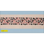 Beaded Grosgrain 2" Natural, Black and Red