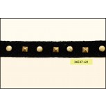 Studs Center To Center 3/4" on Twill Tape 3/4" Black and Antique Brass