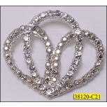 Silver Brooch with Rhinestones 35mm Width and 30mm Hight