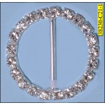 Rhinestone Round Buckle with Bar Inner Diameter Silver