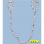 Rhinestone Strap with Ball Chain Round Both End 19x5/8" Nickel and Clear