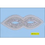 Rhinestone Applique with Beads White and Clear 16cmX5.7cm