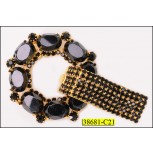 Button Male and Female with Black Rhinestone 3'' Black and Gold