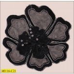 Organza Sequined Embroidered Applique with Lurex 4 1/4"
