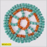 Applique Stone and Beaded Mesh "WHEEL" Patch 4 1/4" Green and Orange