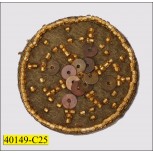 Applique Round Velvet Patch with Sequins and bead 1 7/8" 