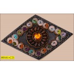 Applique Bead, Sequins and Stone on Black Patch Iron on 3"X4 3/4" Multicolor