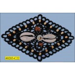 Applique Bead and Shell Guipure Diamond 4 1/4"x3" 