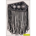 Applique Triang with Snake skin Chain and Fringe 4.5" Black and Gunmetal