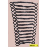 Applique Corded with Lurex 10" x 7" Black and Silver