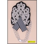 Military Brooch with Hanging Chain 3"x2 1/2" Black and Silver