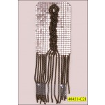 Applique Metal Mesh with Tubular Chain Fringe 2 1/4" Silver