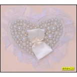 Applique Chiffon heart with Pearls and Bow 6" White
