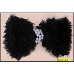 Applique Ruffled lace Bow and Pearls 6x3 3/4" 