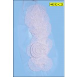 Pleated floral organza rectangle with Lurex on mesh 5x11"