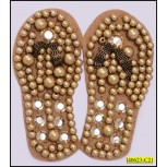 Applique Slipper with Pearls, Stone and Chain 3 3/4'' 