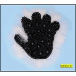 Applique hand shape with beads and White Rabbit fur 3/4'' around