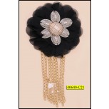 Applique Chiffon with Nickel button Beads with Gold hanging Chain