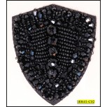 Appliqque with different size beads on shield shape Felt Black