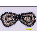 Applique Bow shape with Gunmetal and Gold beads